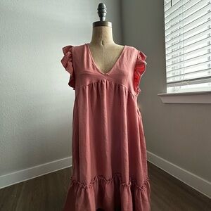 Altar'd State Dusty Rose Ruffle Mini Dress